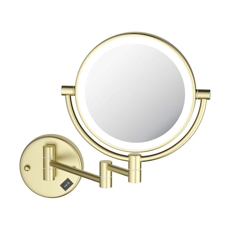 Kibi Circular LED Wall Mount Magnifying Make Up Mirror - Brushed Gold KMM101BG